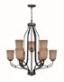 Lite Source LS-19749 Rupert 9-Lite Chandelier, Aged Copper with Light Amber Glass Shade
