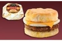 Lettieris Egg, Sausage and Cheese Biscuit Breakfast Sandwich -- 12 per case.