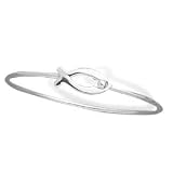 Bangle Bracelet Ichthys Christian Fish Design Sterling Silver