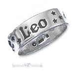 Sterling Silver 7mm Antiqued Leo Zodiac Band Ring - Size 6.0