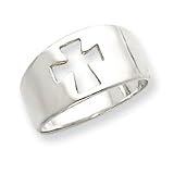 Sterling Silver Cross Cutout Ring - Size 8