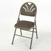 Fanfare Padded Seat/Molded Back Folding Chair, Cool Gray Frame, Black Vinyl,4/CT SMF36873CLG4