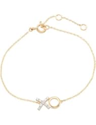 Clevereves 14K Yellow Gold .04 Ct Tw 07.00 Inch Diamond Bracelet With Rhodium Plating