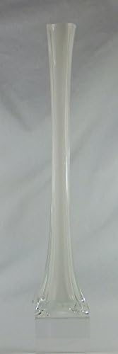 16-Inch Tower Eiffel Vase for Decorating Wedding Feather Eifel Centerpiece in Clear Black White (White)