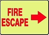 EMERGENCY AND FIRE E FIRE ESCAPE (ARROW RIGHT) (GLOW) 10 x 14 Lumi-Glow Flex Sign