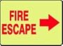 EMERGENCY AND FIRE E FIRE ESCAPE (ARROW RIGHT) (GLOW) 10" x 14" Lumi-Glow Flex Sign