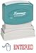 Pre-Inked Two-Color "Entered" Stamp, Red/Blue, 1/2 x 1-5/8 Impression Size