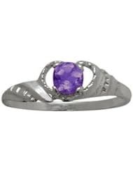 10 Karat White Gold Genuine Amethyst Gemstone Baby Ring