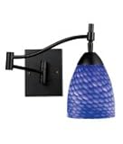 IMAGE OF ELK Lighting 10151-1DR-S Celina 1 Light Wall Swing Lamp in Dark Rust with Sapphire glass