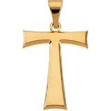 14K Yellow Gold Tau Cross Pendant