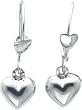White-gold Puffed Heart Dangle Earrings Jewelry |B