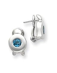 Sterling Silver Blue Topaz Round Earrings QE2861"