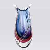 Hand Blown Multicolor Sommerso Art Glass Teardrop Vase 11 tall