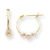 14k Pearl Hoop Earrings - Measures 13x15mm - JewelryWeb