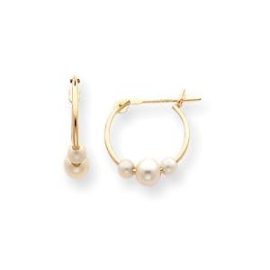 14k Pearl Hoop Earrings - Measures 13x15mm