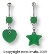 GREEN AVENTURINE HEART OR STAR BELLY RING BNAGASTR- STAR