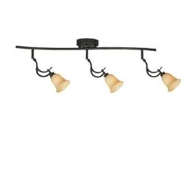  Satin Bisque Glass 3-Light Halogen S-Track Fixture
