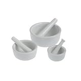 HIC Porcelain Set of 3 Mortar and Pestle White