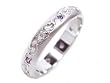 18k White Gold Sapphire & Diamond Hand Engraved Band Size 6.25 Ct.tw 0.17