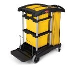 rubbermaid carts garden-Rubbermaid FG9T7300 BLA - Microfiber Cleaning Cart w/ Storage Bins, Black On Sale