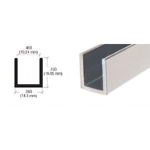 CRL Brushed Nickel Frameless Shower Door Aluminum Deep U-Channel for 3/8 Thick Glass - 98 in long