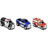 Tonka Toughest Minis 3 Pack – Blue Truck, Red Firetruck, Black and White Police Truck