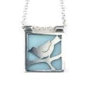 Silver Bird Stained Glass Necklace