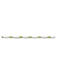 14k White Gold Peridot & Diamond Bracelet. Gold Wt- 5.15g. Carat Wgt- 2.01ct.