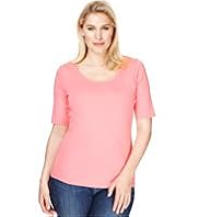 Plus Pure Cotton Scoop Neck T-Shirt with Stay New™