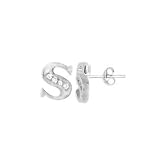 .925 Sterling Silver CZ Initial Earrings S