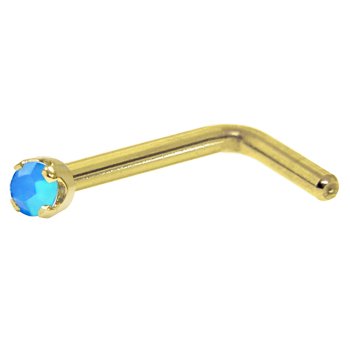 Solid 14KT Yellow Gold 2mm Caribbean Blue Austrian 
