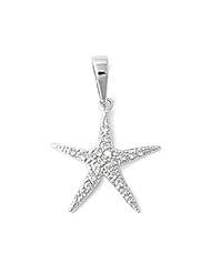 Sterling Silver Cz Starfish Pendant