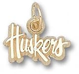 Nebraska Cornhuskers Solid 10K Gold ''HUSKERS'' 1/4'' Pendant