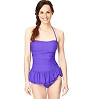 Tummy Control Bandeau Style Ruched Skirt Swimsuit