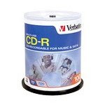 VERBATIM CD-R MEDIA 52X 700MB 80MIN MULTI-USE W/ SPINDLE 100-PK (#95029) (Retail)