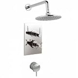 Twin Thermostatic Shower Valve With Built-In Diverter With Fixed Head And Freeflow Bath Filler
