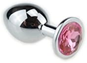 Shenzhong Anal Toys Deluxe Steel Fetish Jeweled For Beginners Anal Butt Plugs Small With Wirst Strap (pink)