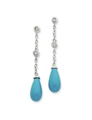 Sterling Silver Turquoise and Clear CZ Dangle Earrings QE2630"
