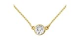 18K Yellow Gold : Bezel Set Round Diamond Solitaire Pendant - 0.15 CT. TDW.