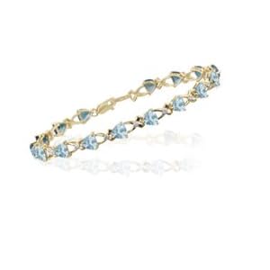 0.08 Cts Diamond and 6.40 Cts Aquamarine Bracelet in 14K Yellow Gold by