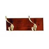 2 Hook Coat Rack, Dark Red Mahogany Finish