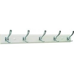 5-Hook Wall-Mounted Coat Rack - White Chrome