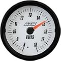 AEM Analog Voltmeter Display Gauge (8v to 18v) - White Face