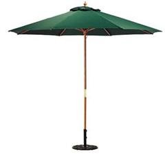 10-Foot Wood Market Umbrella Green Outdoor Umbrellas