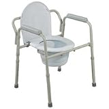 Drive Medical Folding Steel Bedside Commode, Grey