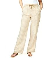 Pure Linen Striped Wide Leg Beach Trousers
