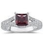 0.27 Cts Diamond & 1.60 Cts Garnet Ring in 18K White Gold-9.0