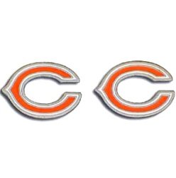 Studded NFL Earrings - Chicago Bears