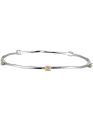 Sterling Silver Rhodium Plated Sterling Silver Rhodium Plated Gen Citrine Bangle Bracelet