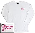 Nurses Care Pink Ribbon Long Sleeve Embroidered Tee - Great Nurse Gift!